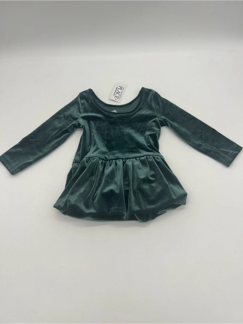 The Childrens Place Baby Girl Teal Green Satin Dress 9-12 Months